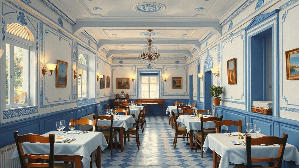 Griechisches Restaurant mit blau-weißer Gestaltung