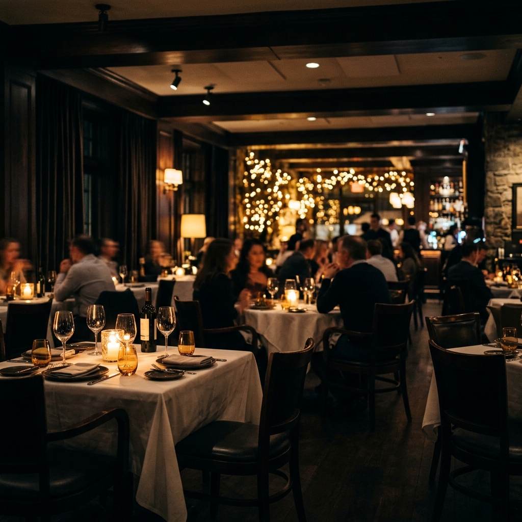Elegantes Restaurant mit stimmungsvoller Beleuchtung