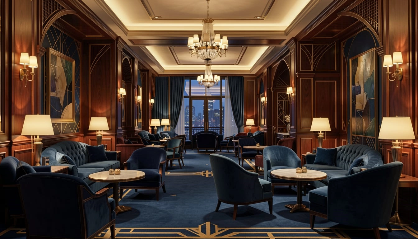 Elegante Hotel Lounge mit passender Hintergrundmusik